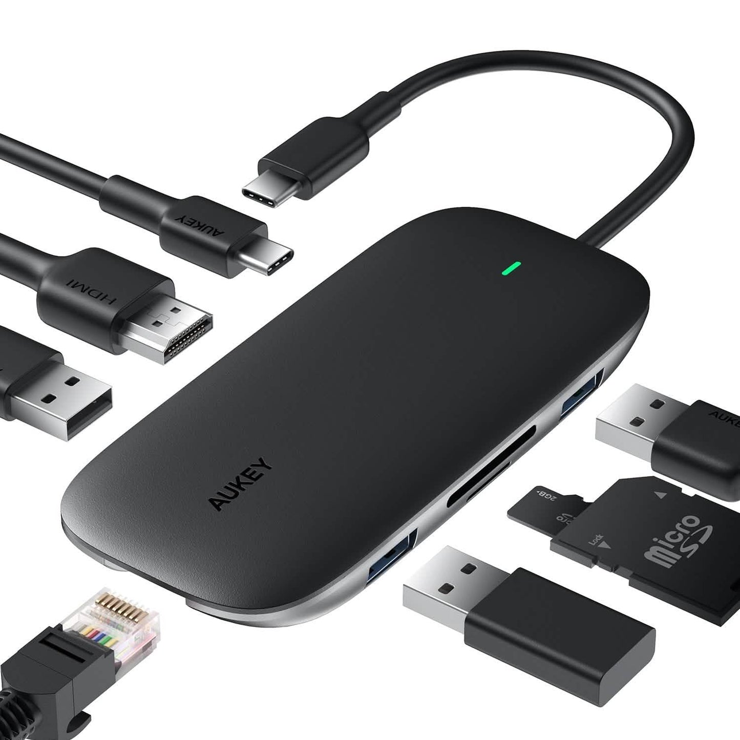 AUKEY CBC71 USB C Hub 8-in-1 mit Ethernet-Anschluss