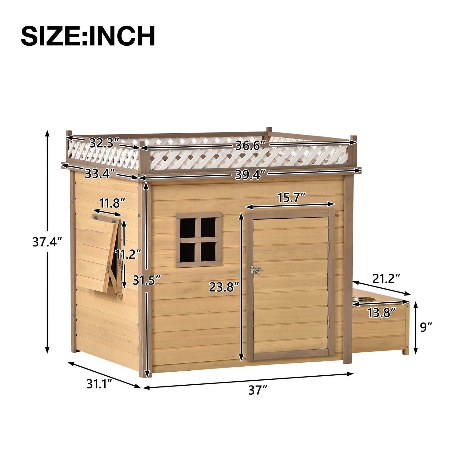 Aukfa 39,4 Zoll hölzerne Hundehütte Welpenunterstand Zwinger Außen- & Innenhundebox