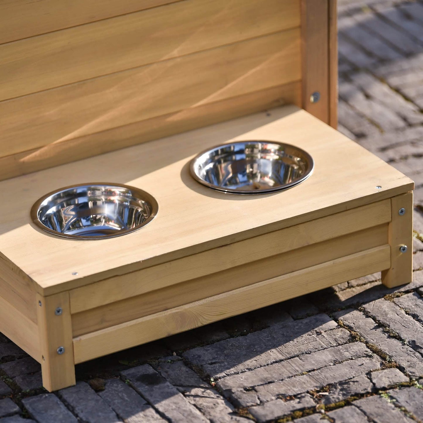 Aukfa 39,4 Zoll hölzerne Hundehütte Welpenunterstand Zwinger Außen- & Innenhundebox