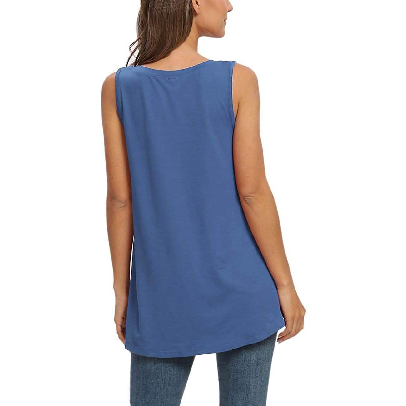 Damen Sommer Casual Ärmellose V-Ausschnitt T-Shirt Tunika Bluse Tank Tops