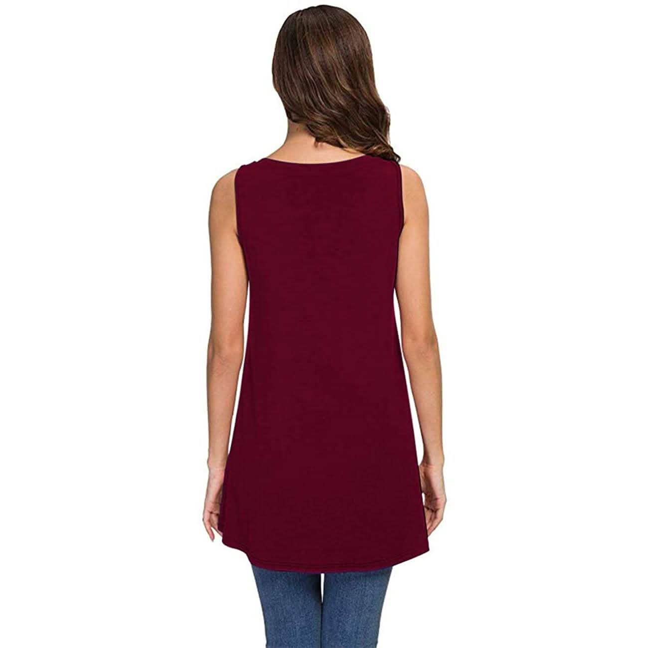 Damen Sommer Casual Ärmellose V-Ausschnitt T-Shirt Tunika Bluse Tank Tops