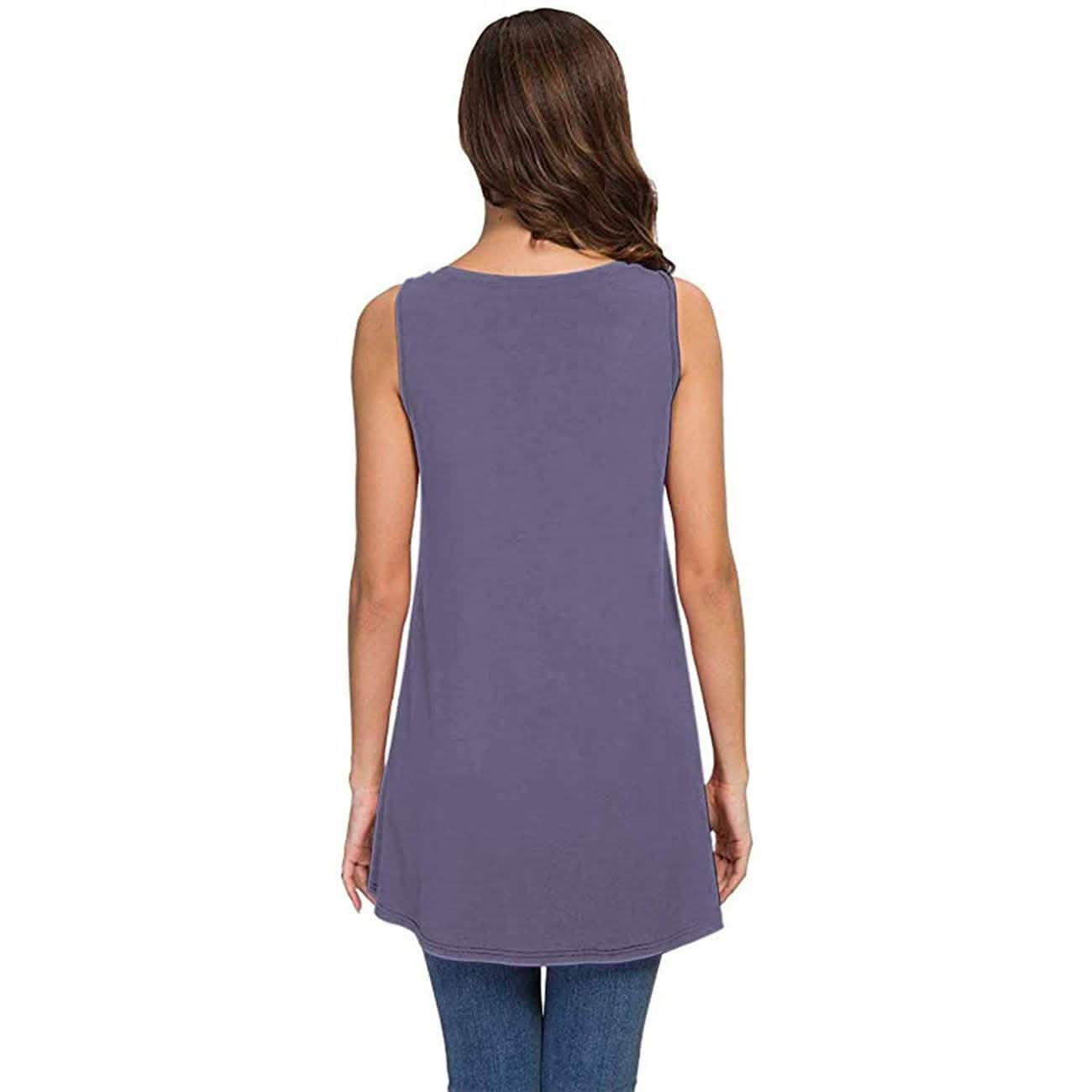 Damen Sommer Casual Ärmellose V-Ausschnitt T-Shirt Tunika Bluse Tank Tops