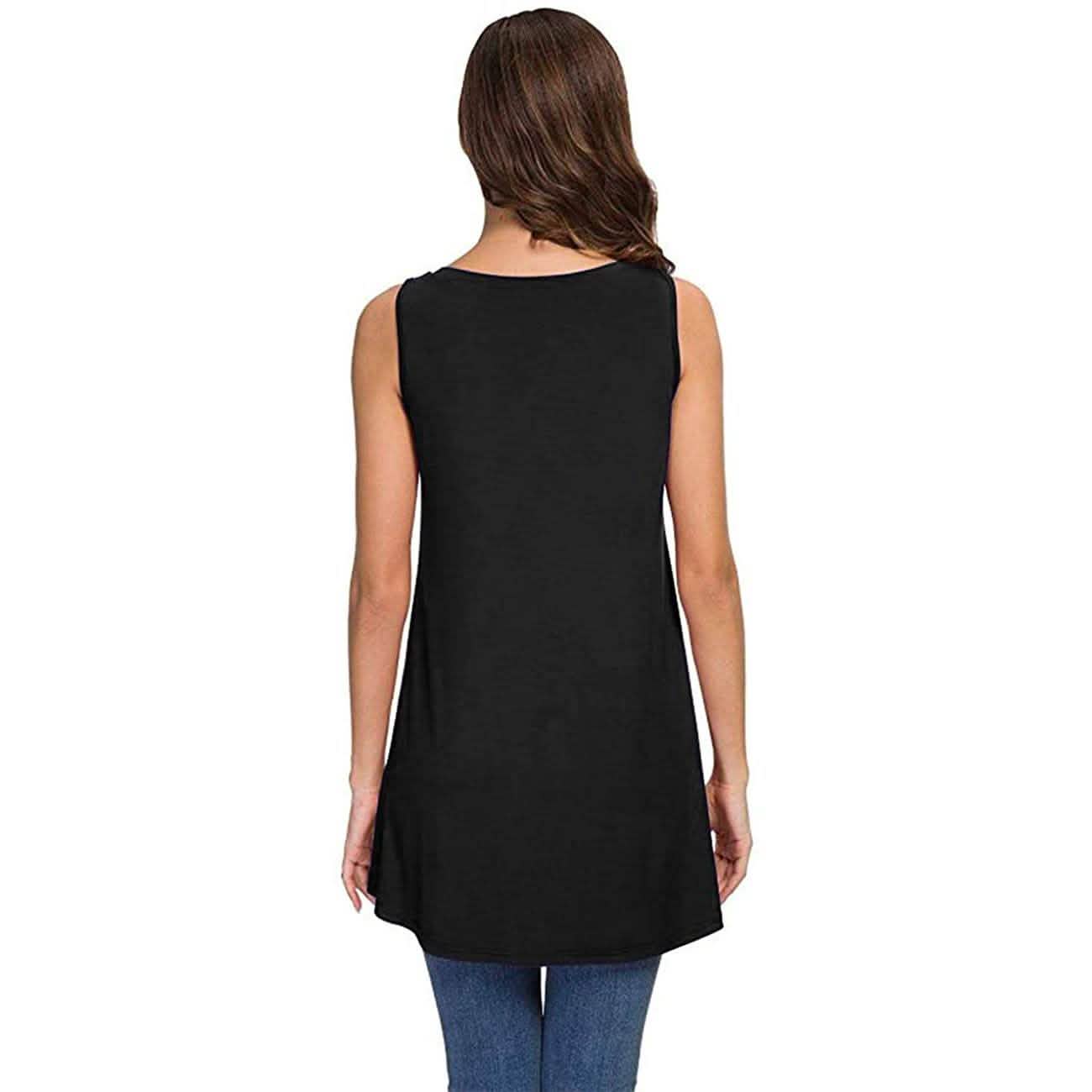 Damen Sommer Casual Ärmellose V-Ausschnitt T-Shirt Tunika Bluse Tank Tops