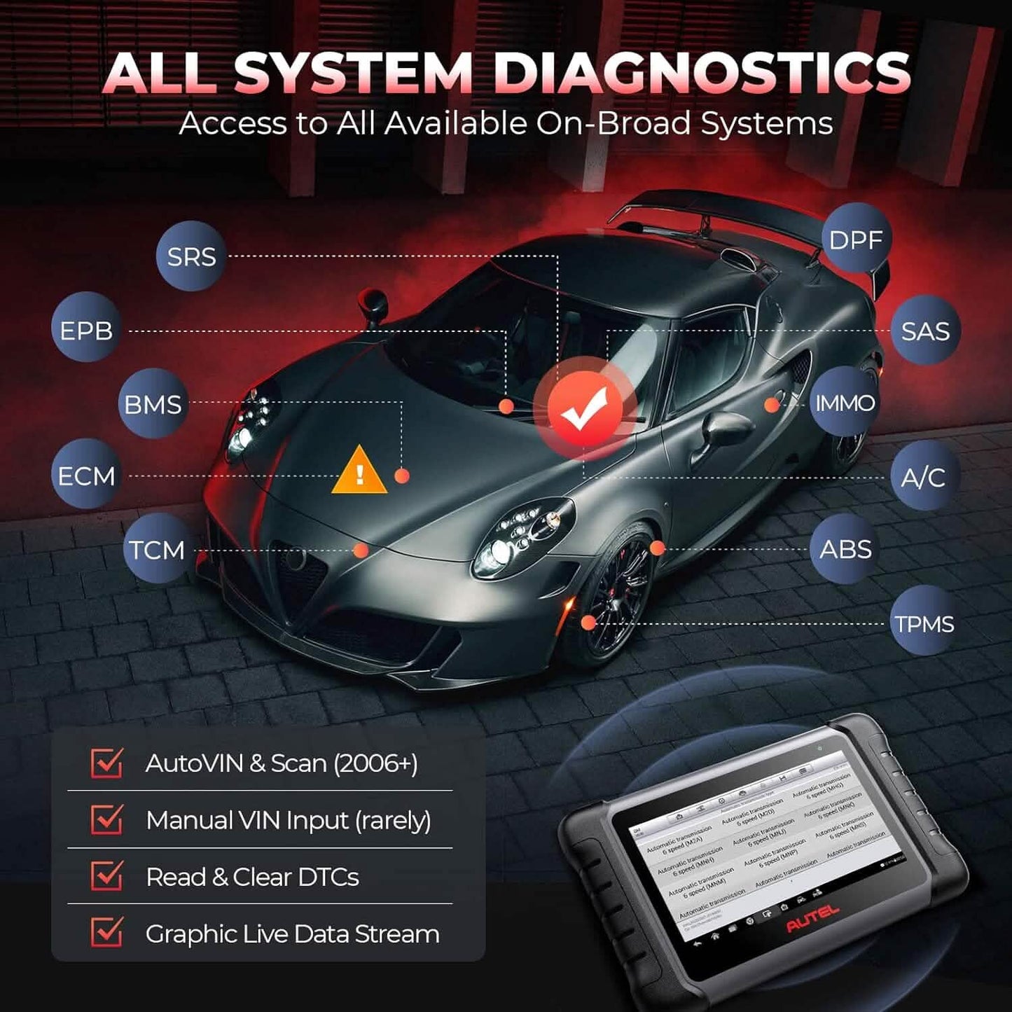 Autel MaxiCOM MK808S Bidirektionales Diagnosegerät (Generalüberholt)