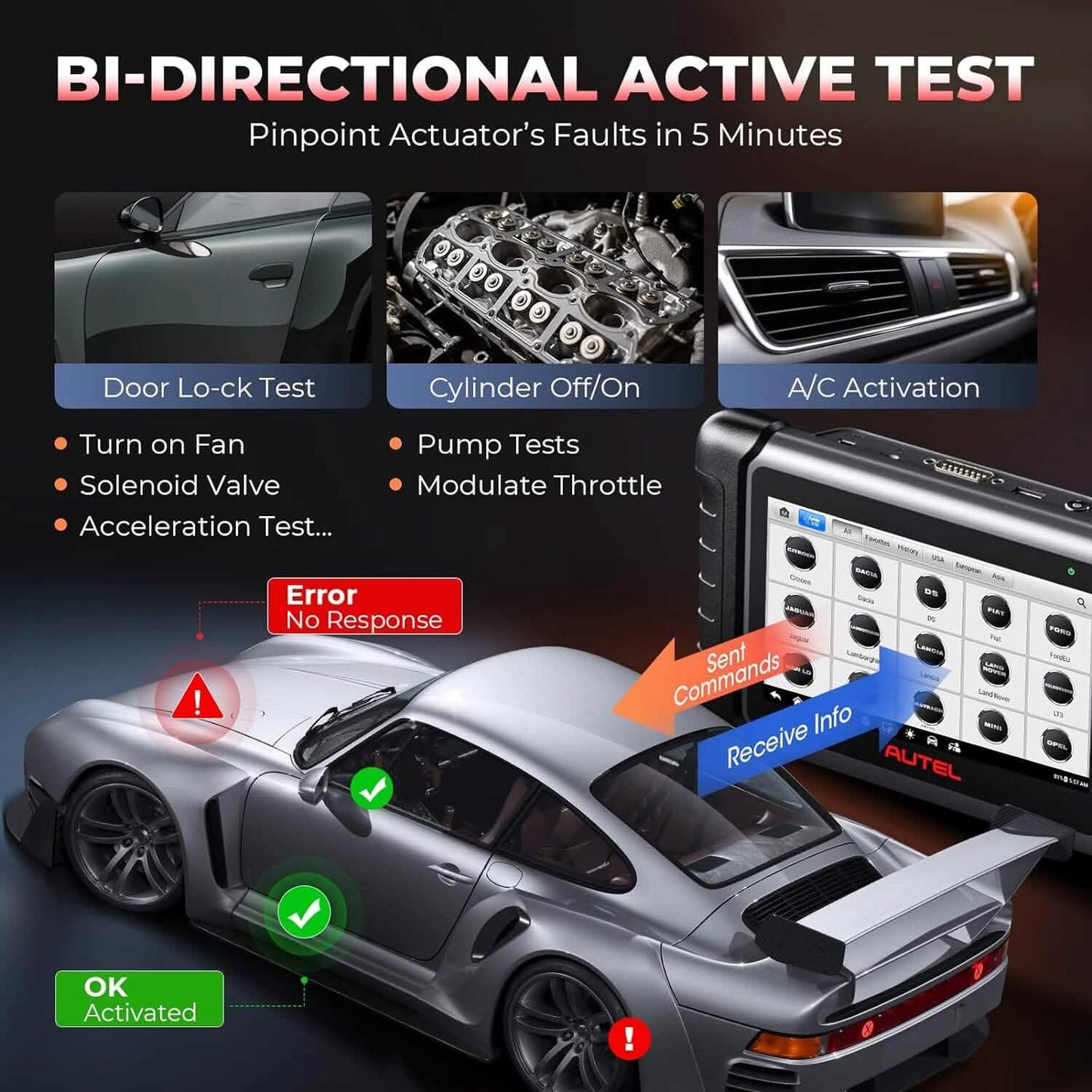 Autel MaxiCOM MK808S Bidirektionales Diagnosegerät (Generalüberholt)
