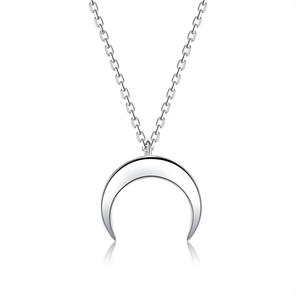 Echte 925 Sterling Silber schlichte Mond-Halskette