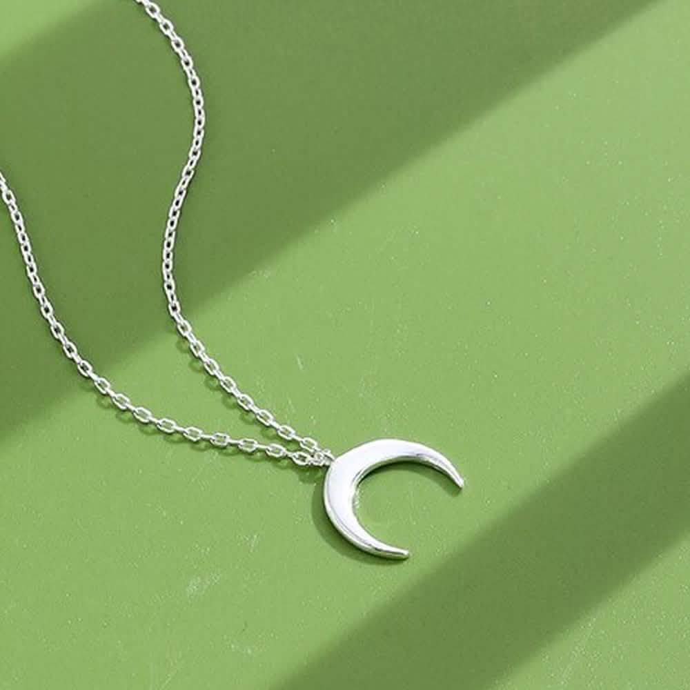 Echte 925 Sterling Silber schlichte Mond-Halskette