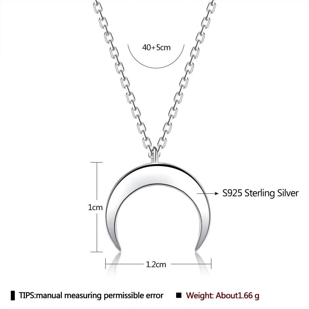 Echte 925 Sterling Silber schlichte Mond-Halskette