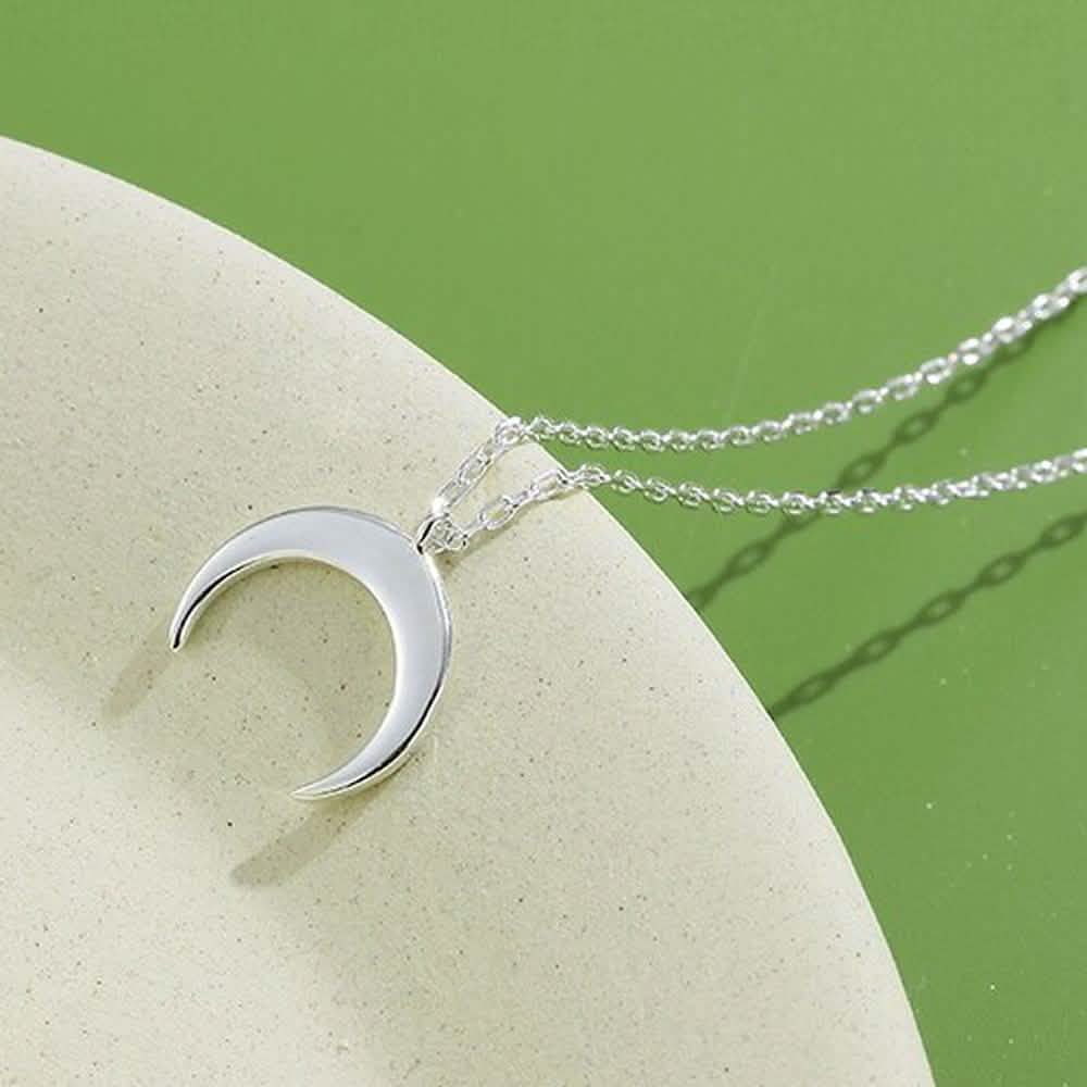 Echte 925 Sterling Silber schlichte Mond-Halskette