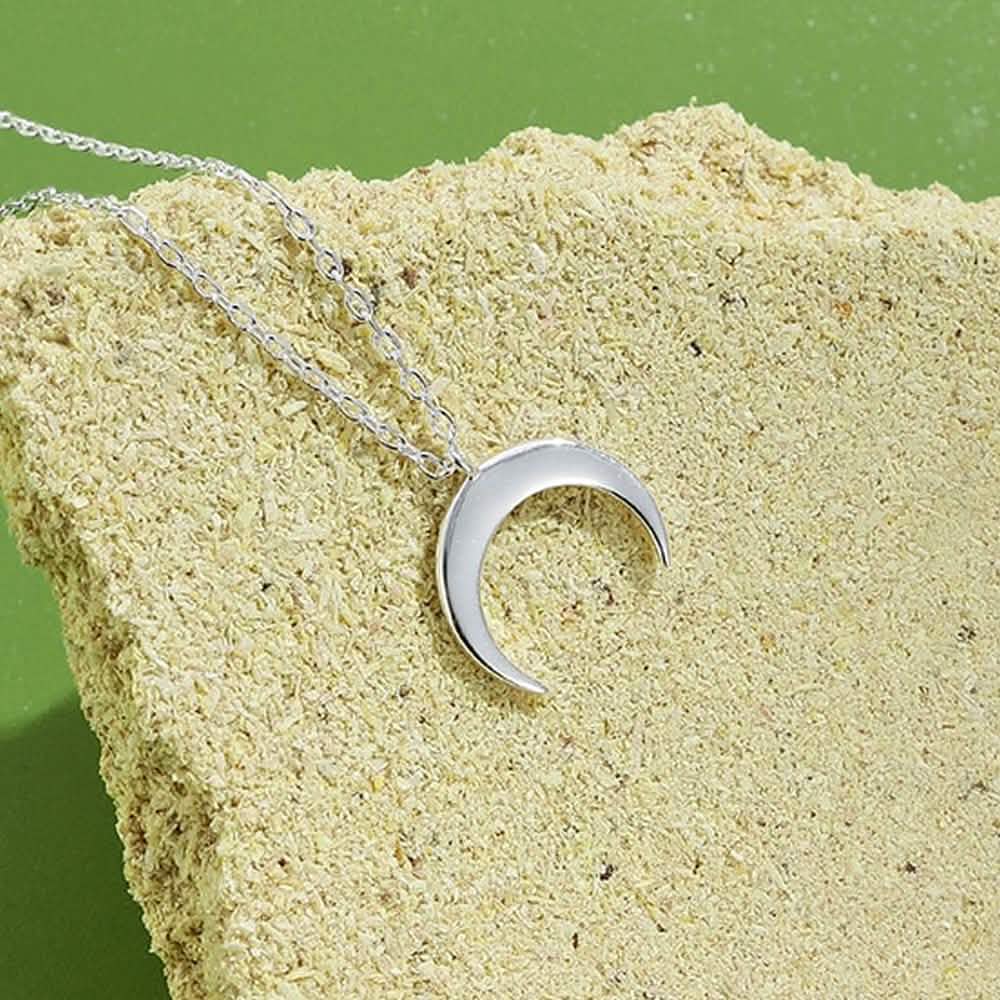Echte 925 Sterling Silber schlichte Mond-Halskette