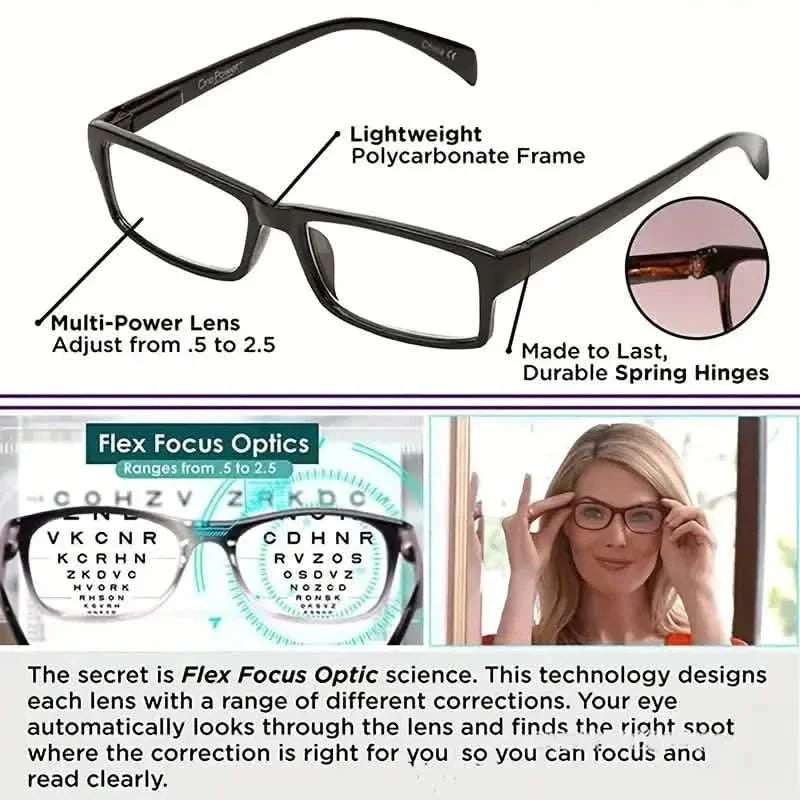 Autoadjustierende multifokale Lesebrille für Damen und Herren Bifokal-Lesehilfe