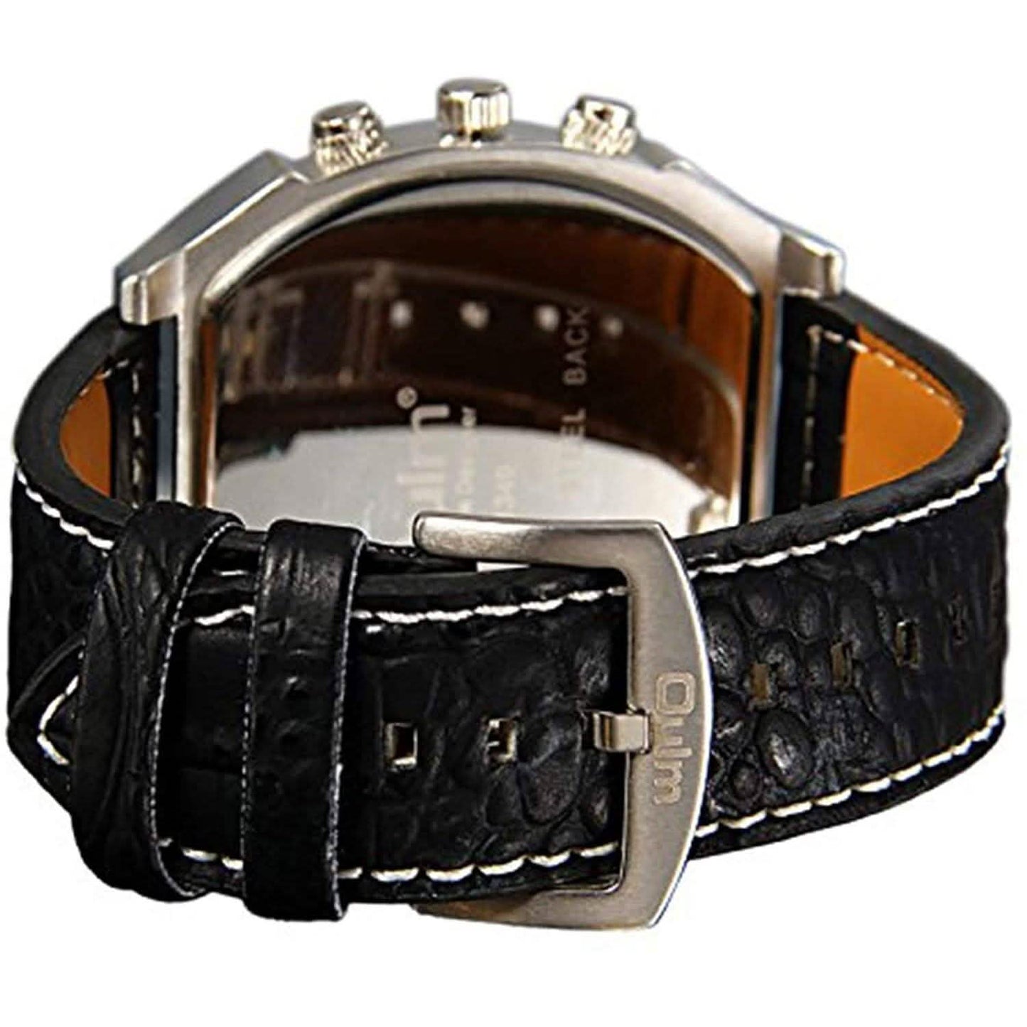 Avaner Herren-Armbanduhr mit großem Zifferblatt, zwei Zeitzonen und Lederarmband