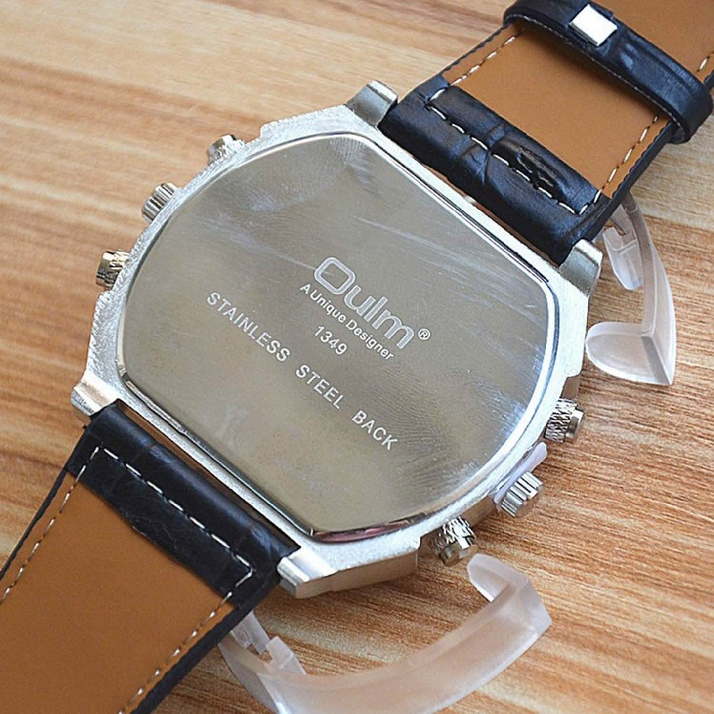 Avaner Herren-Armbanduhr mit großem Zifferblatt, zwei Zeitzonen und Lederarmband