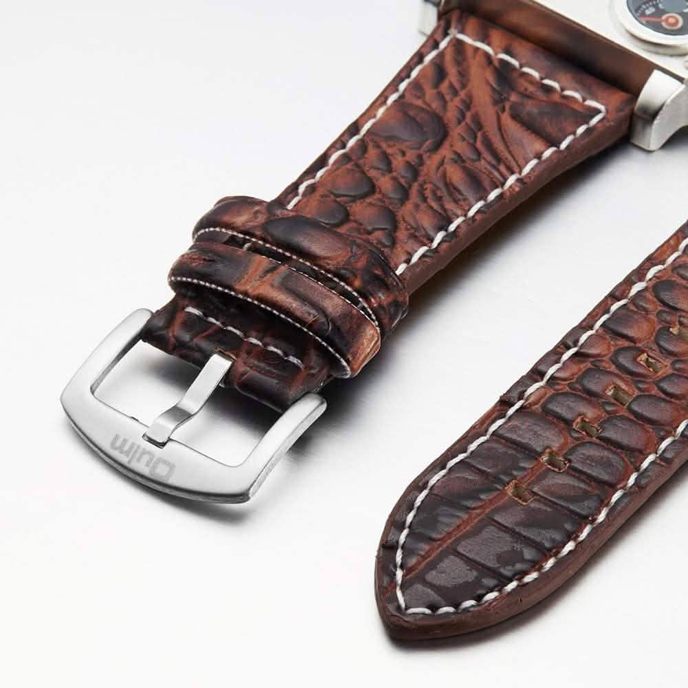 Avaner Herren-Armbanduhr mit großem Zifferblatt, zwei Zeitzonen und Lederarmband