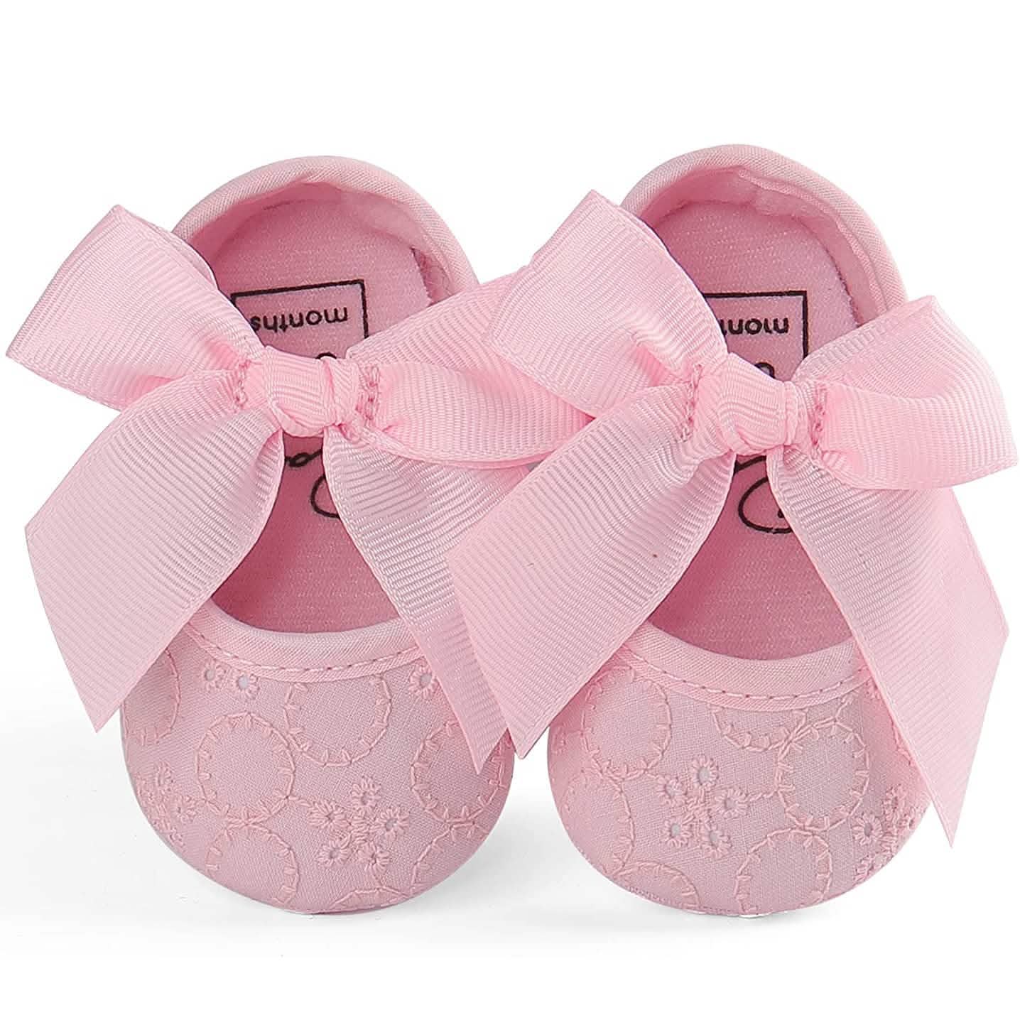 Baby Mädchen Prinzessin Schleife Weiche Sohle Stoff Krippenschuhe Sneaker