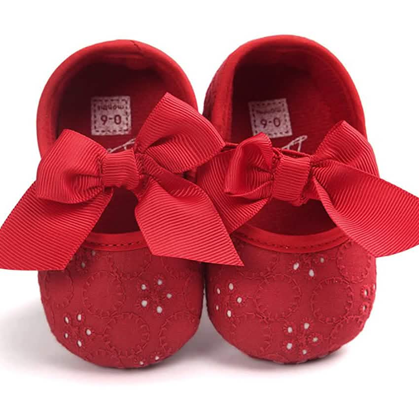 Baby Mädchen Prinzessin Schleife Weiche Sohle Stoff Krippenschuhe Sneaker