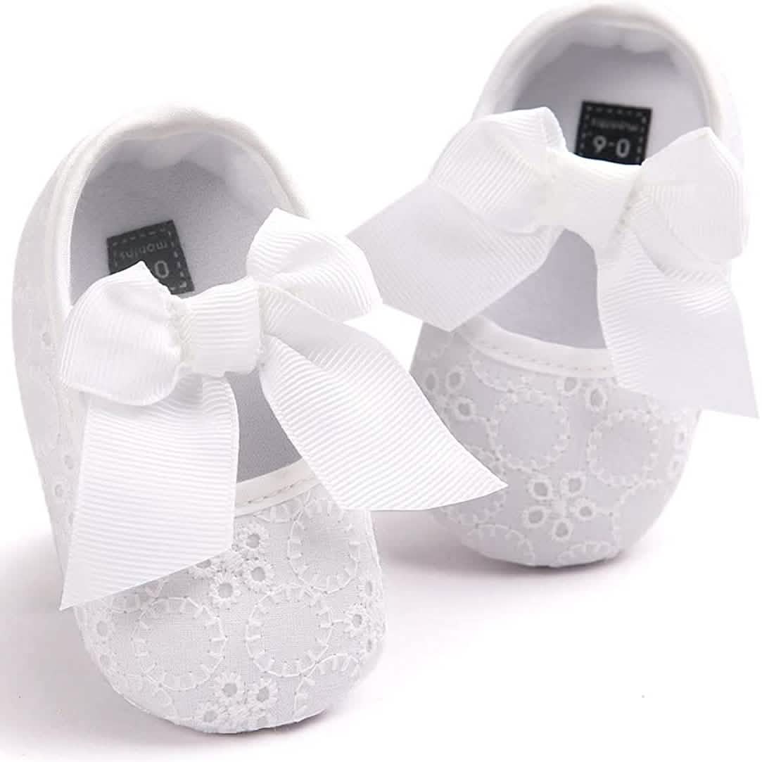 Baby Mädchen Prinzessin Schleife Weiche Sohle Stoff Krippenschuhe Sneaker