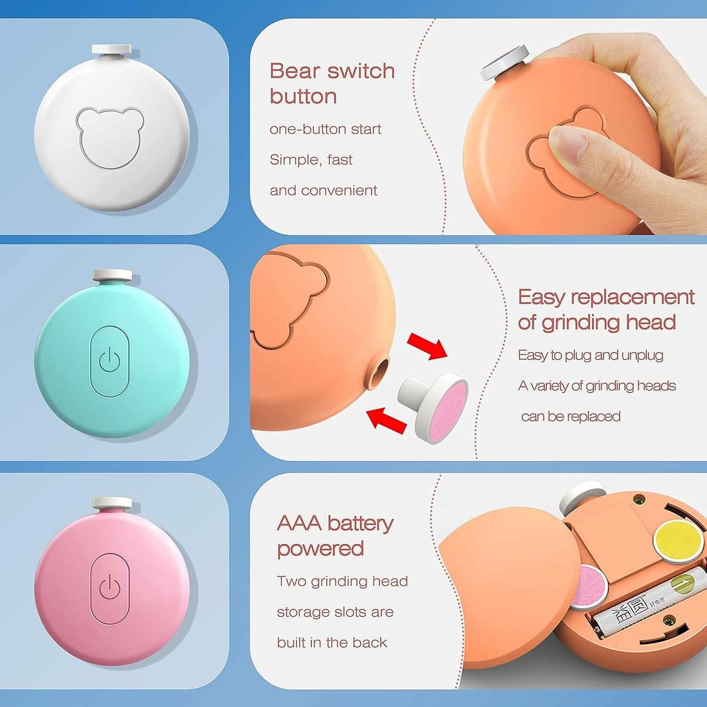 Babynagelknipser Baby-sicherer elektrischer Trimmer Nagelfeilen-Set