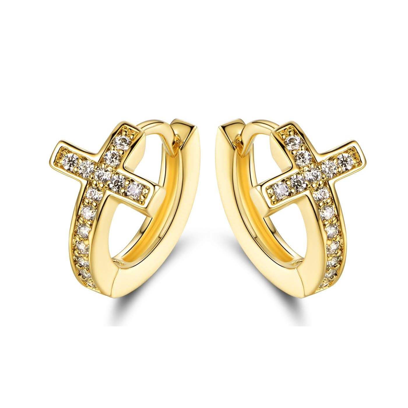 Barzel Kristall Kreuz Ohrringe mit 18K Vergoldung und Swarovski Kristallen