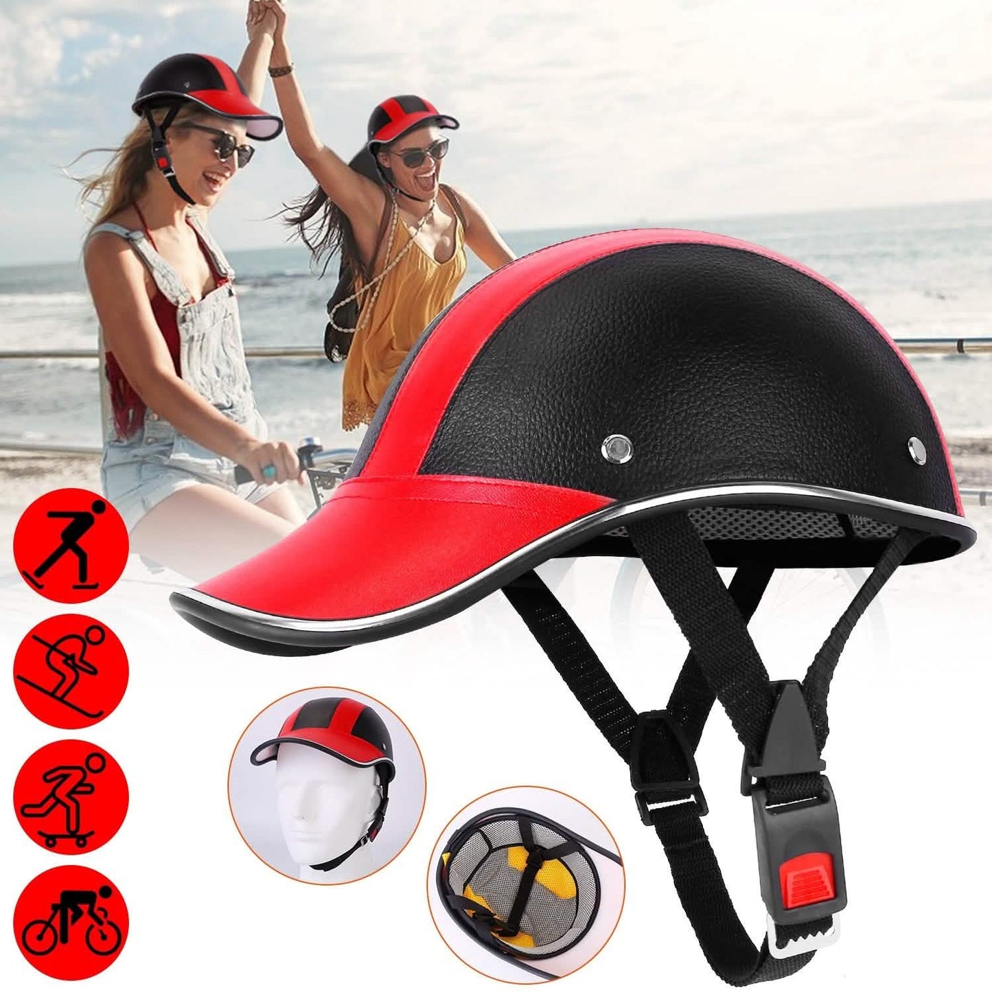 Baseballkappe Anti-UV Radfahren Motorrad Hut Lederhelm