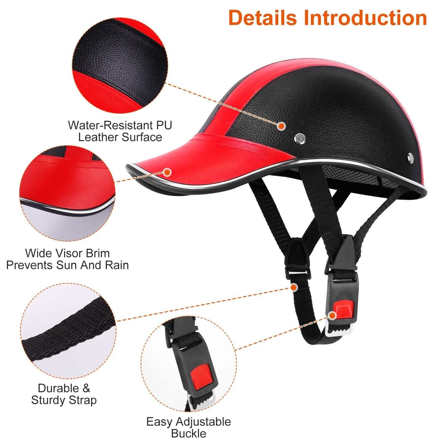 Baseballkappe Anti-UV Radfahren Motorrad Hut Lederhelm