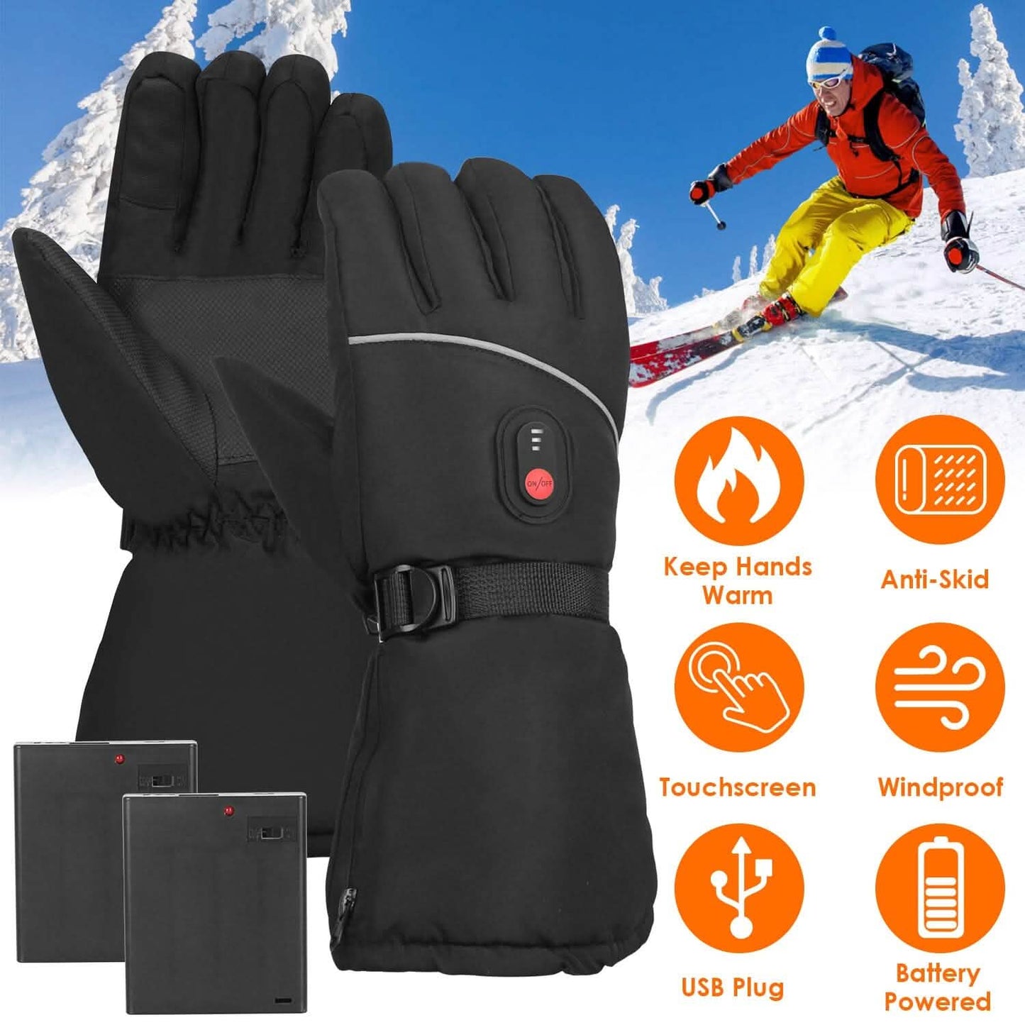 Batteriebetriebene USB-Touchscreen-Thermohandschuhe