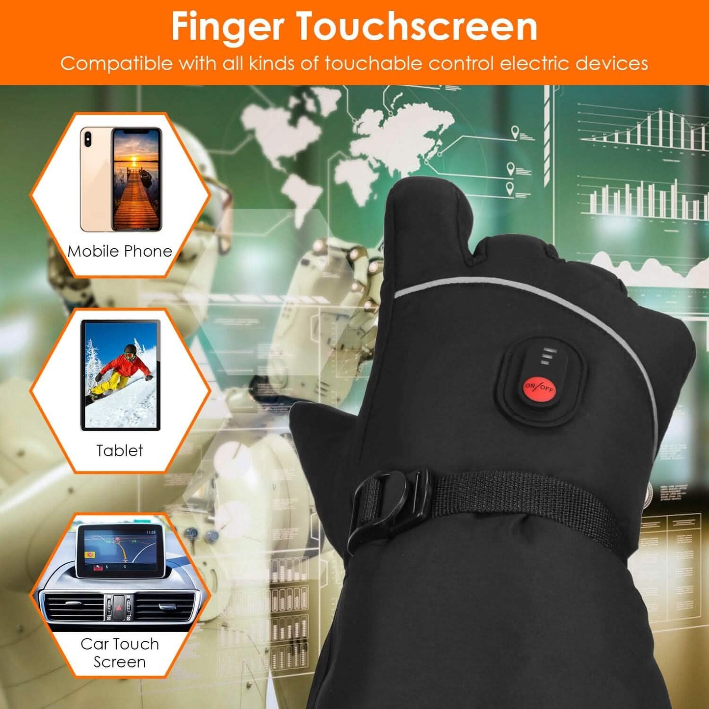 Batteriebetriebene USB-Touchscreen-Thermohandschuhe