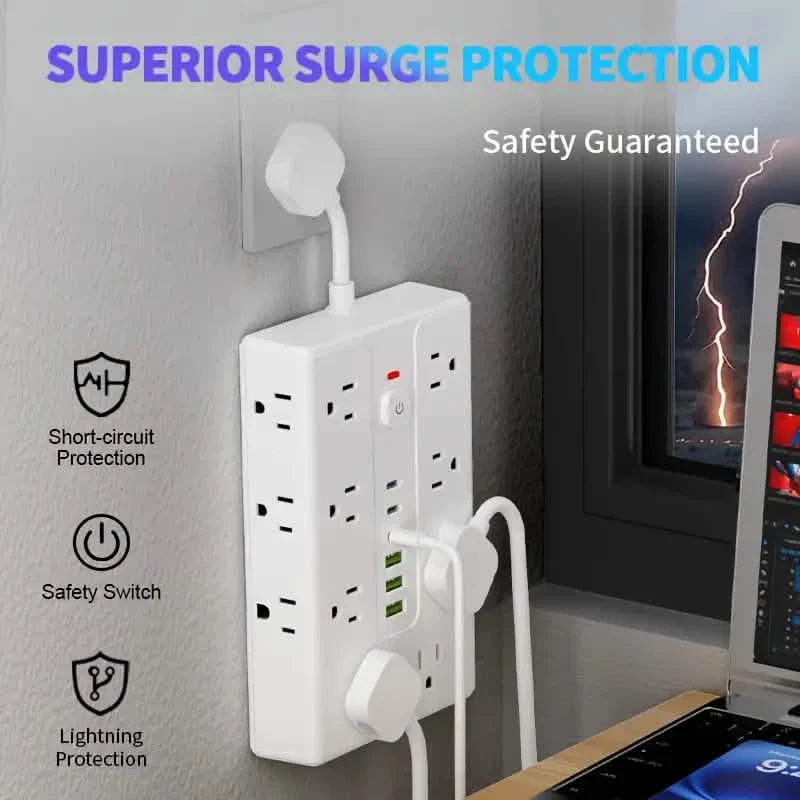 22-in-1 Mehrfachsteckdose – 16 Steckdosen, 3 USB-A & 3 USB-C