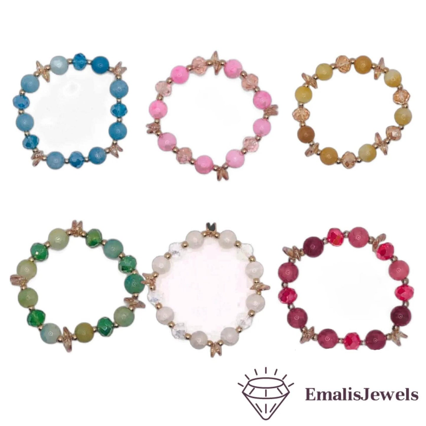 Wunderschöne handgemachte Armbänder aus Stein- und Glasperlen