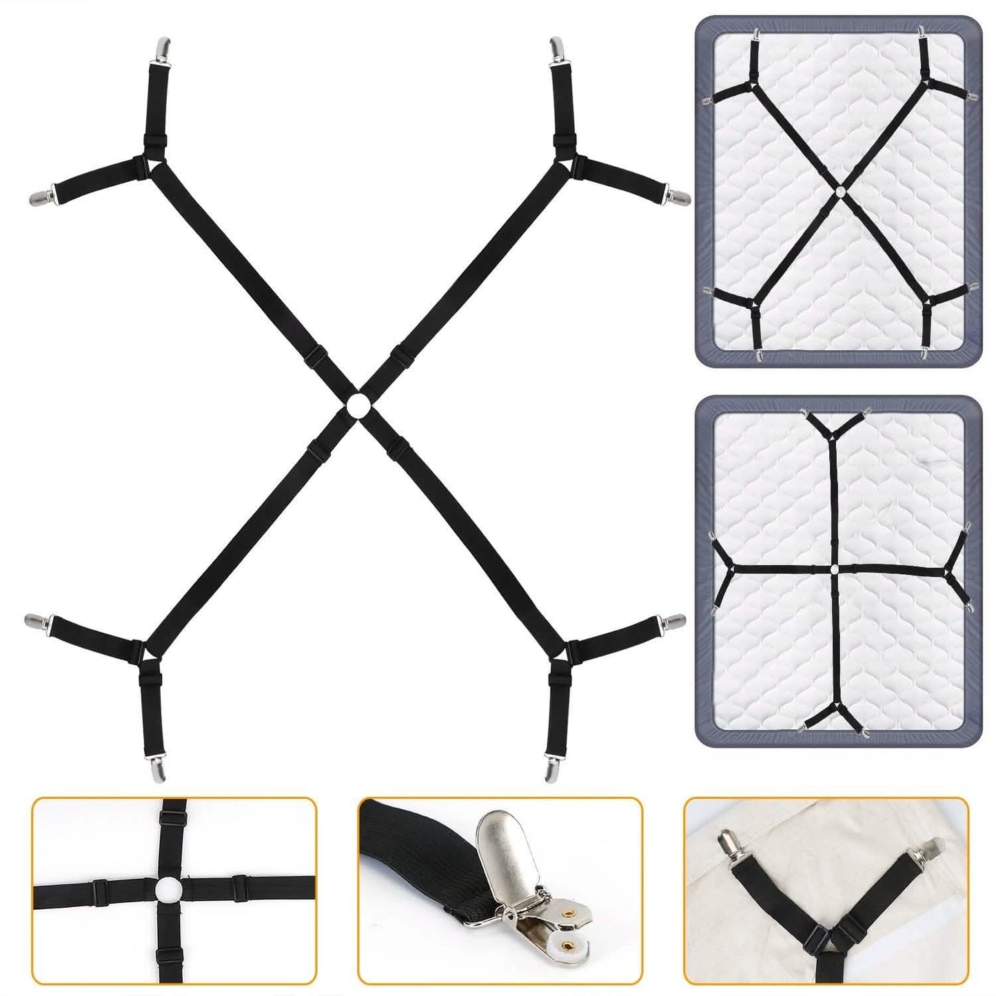 Bettlaken-Befestiger, verstellbar, über Kreuz, elastisch, Bettlaken-Spanner