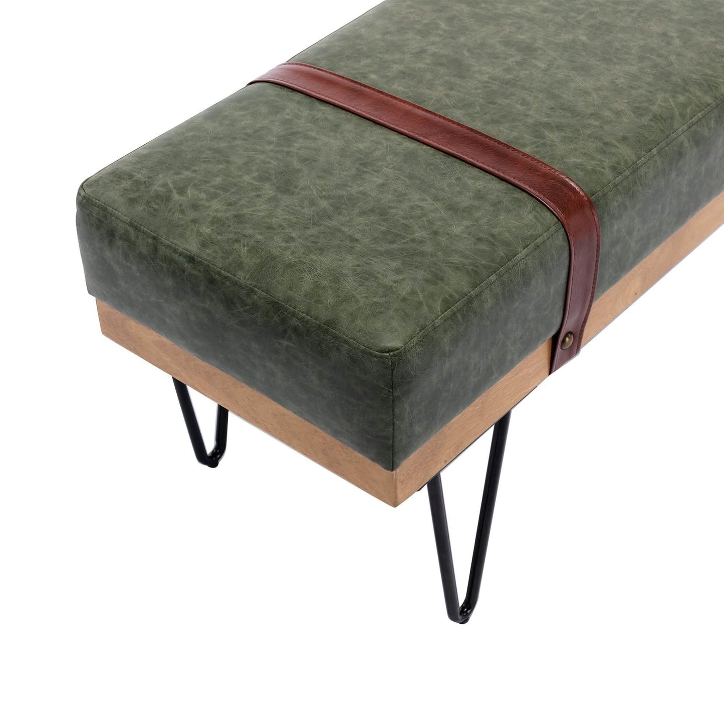 Sitzbank für Schlafzimmer, Eingangsbereich, Leinen, Polsterhocker, Stoffbezogen mit weichem Kissen und Massivholzrahmen