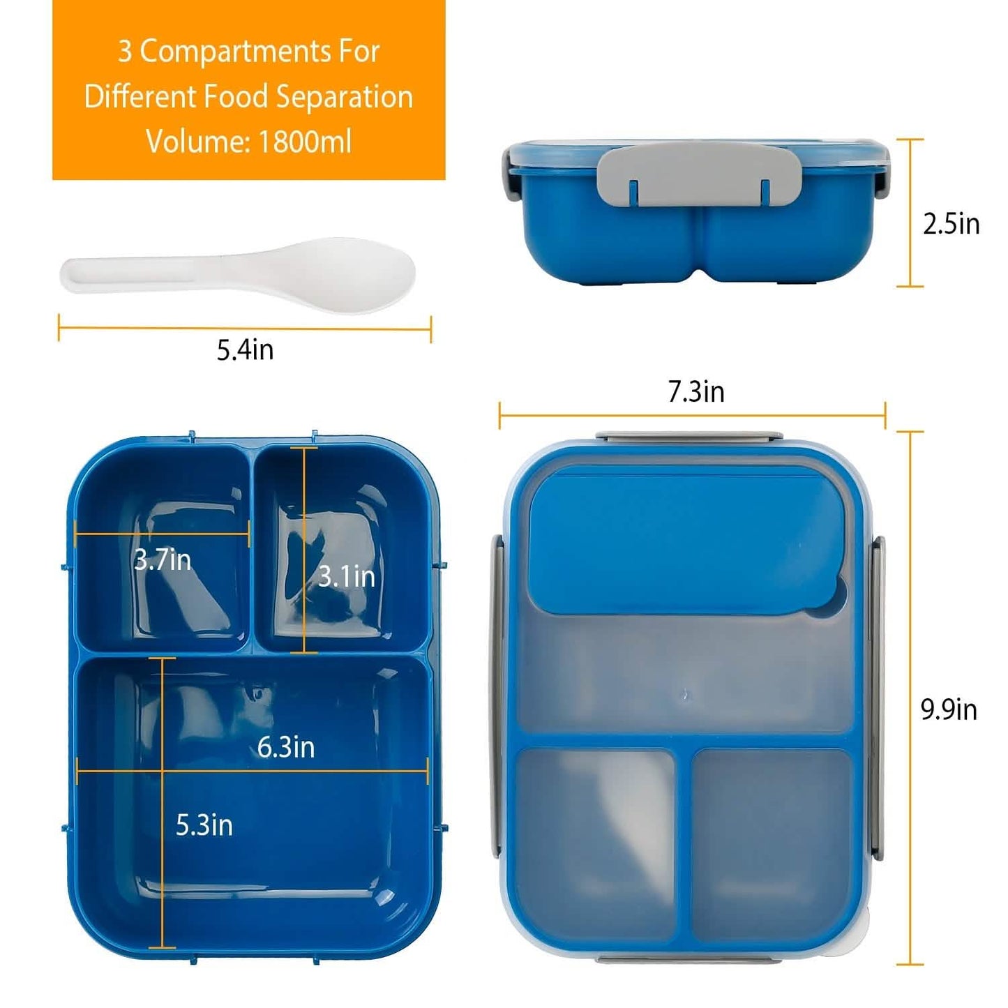 Bento Box Tragbare Lunchbox Picknick-Vorratsbehälter mit 3 Fächern
