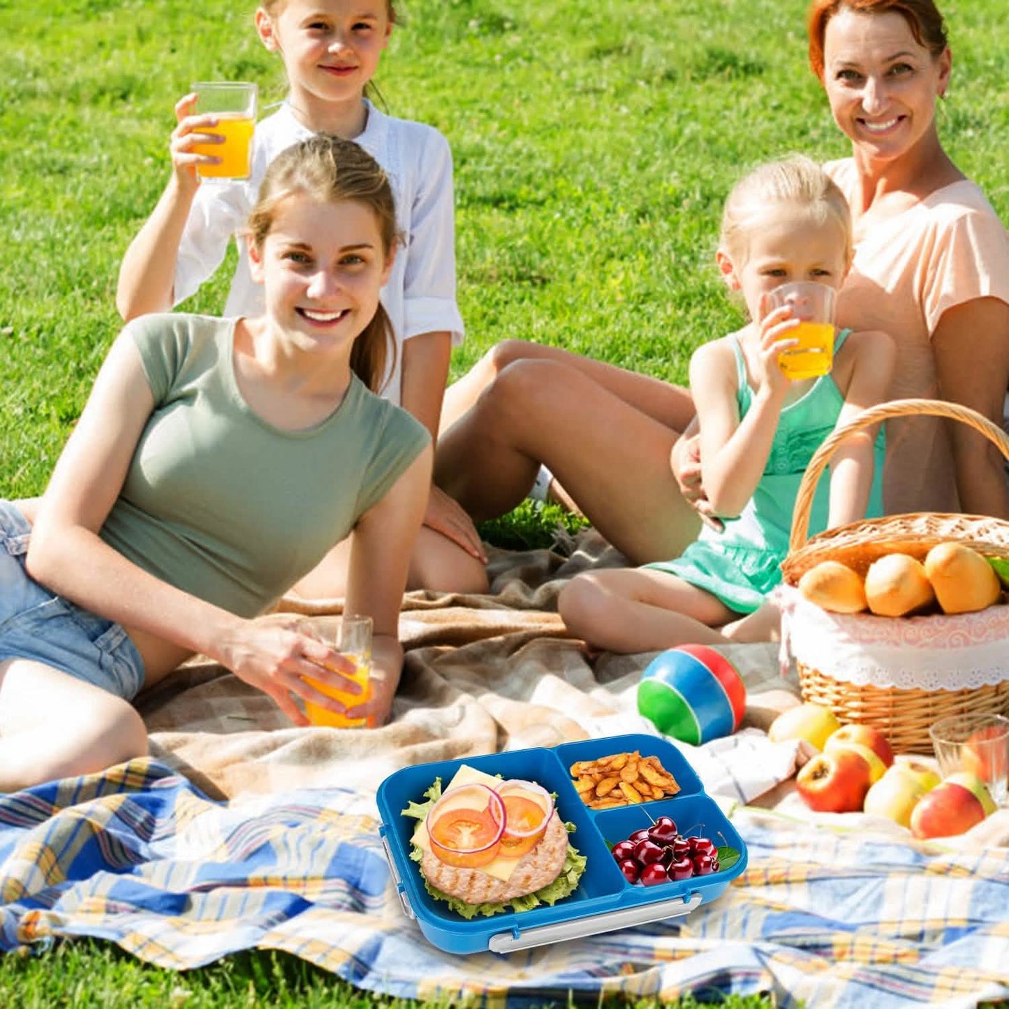 Bento Box Tragbare Lunchbox Picknick-Vorratsbehälter mit 3 Fächern