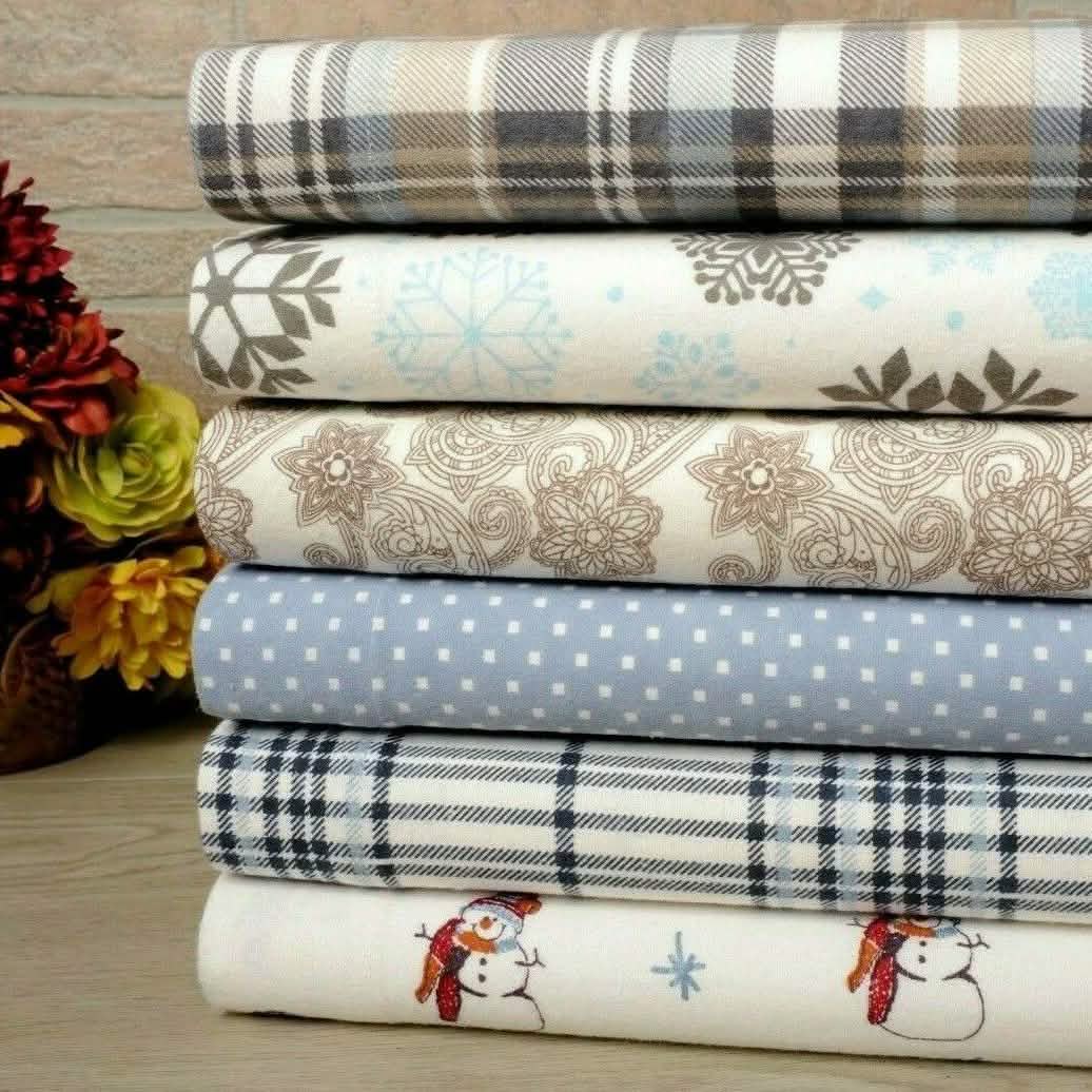Bibb Home Bettlaken-Set aus 100 % Baumwoll-Flanell mit Aufdruck – Gemütliche, weiche Bettlaken mit tiefen Taschen