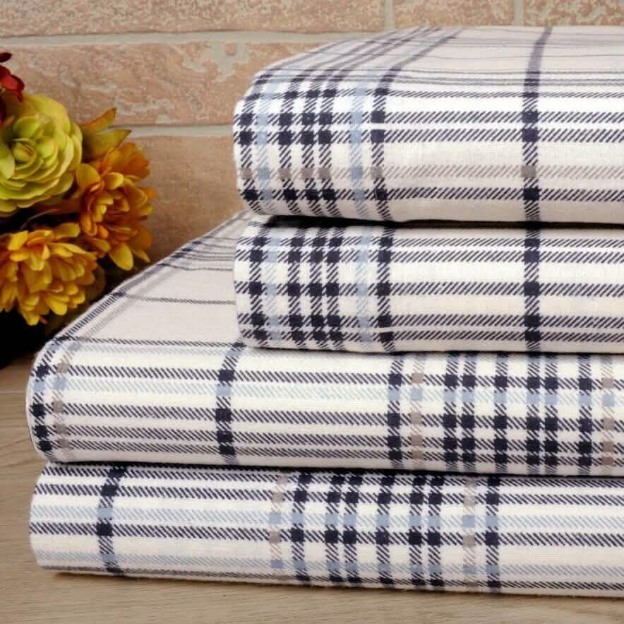 Bibb Home Bettlaken-Set aus 100 % Baumwoll-Flanell mit Aufdruck – Gemütliche, weiche Bettlaken mit tiefen Taschen