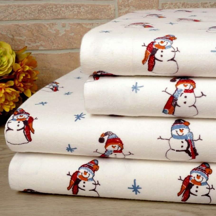 Bibb Home Bettlaken-Set aus 100 % Baumwoll-Flanell mit Aufdruck – Gemütliche, weiche Bettlaken mit tiefen Taschen