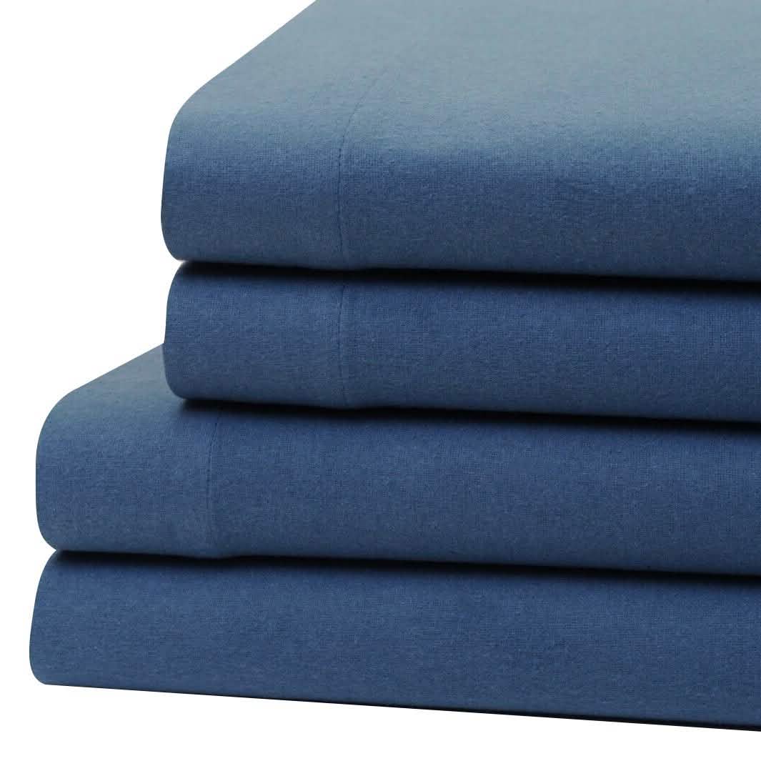 Bibb Home Bettlaken-Set aus 100 % Baumwoll-Flanell, einfarbig, Tiefbett