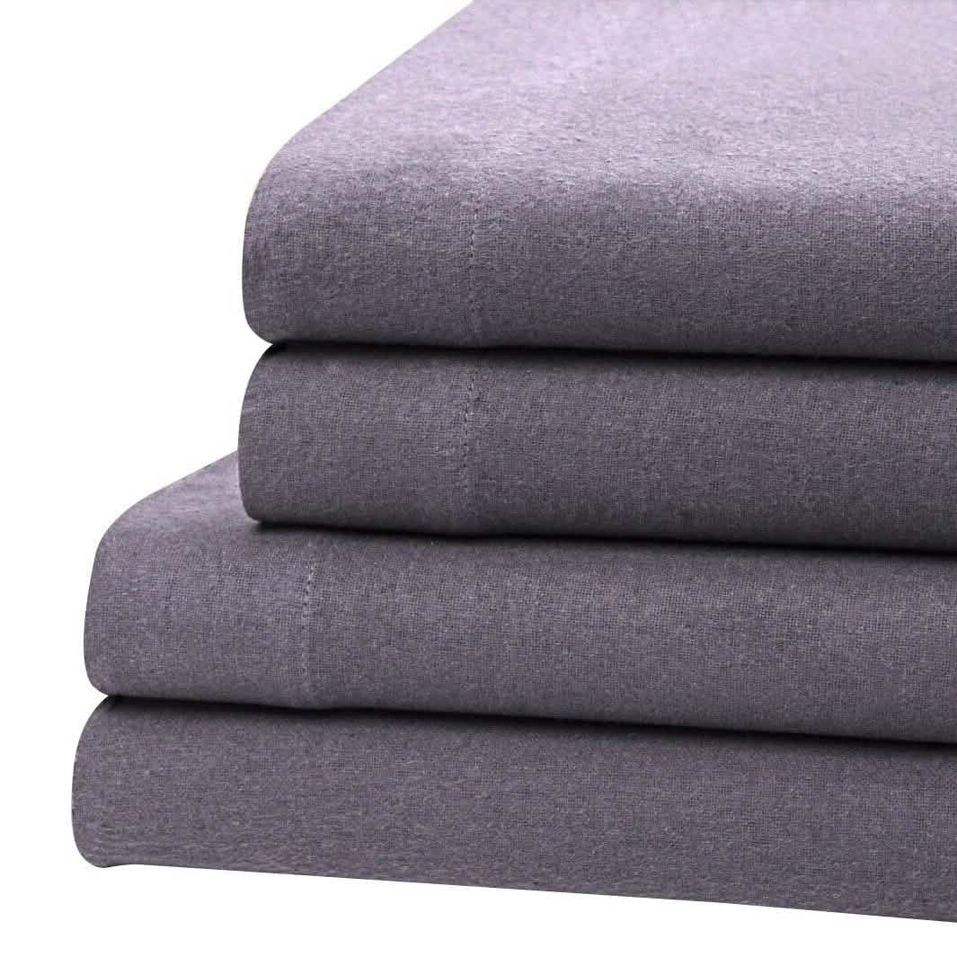 Bibb Home Bettlaken-Set aus 100 % Baumwoll-Flanell, einfarbig, Tiefbett
