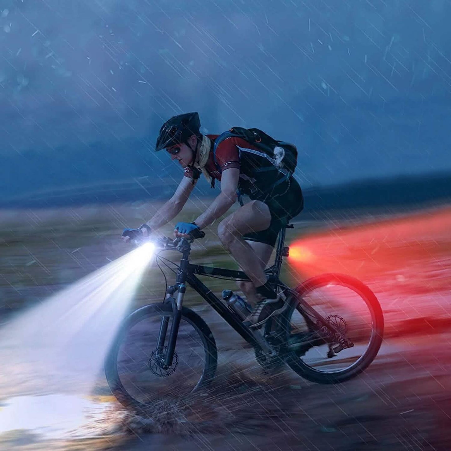 Fahrradbeleuchtungsset: Fahrradscheinwerfer und Rücklicht, IP65 wasserdicht, sturzsicher, wiederaufladbar