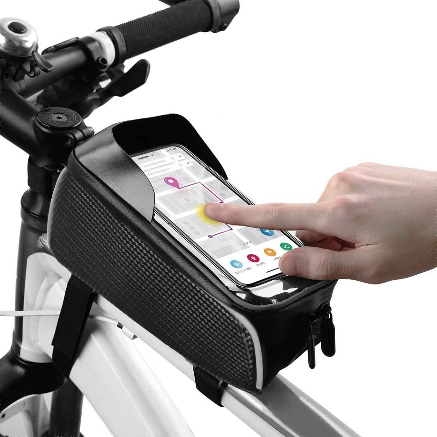 Fahrrad-Handy-Rahmentasche vorne mit Touchscreen-Sonnenblende