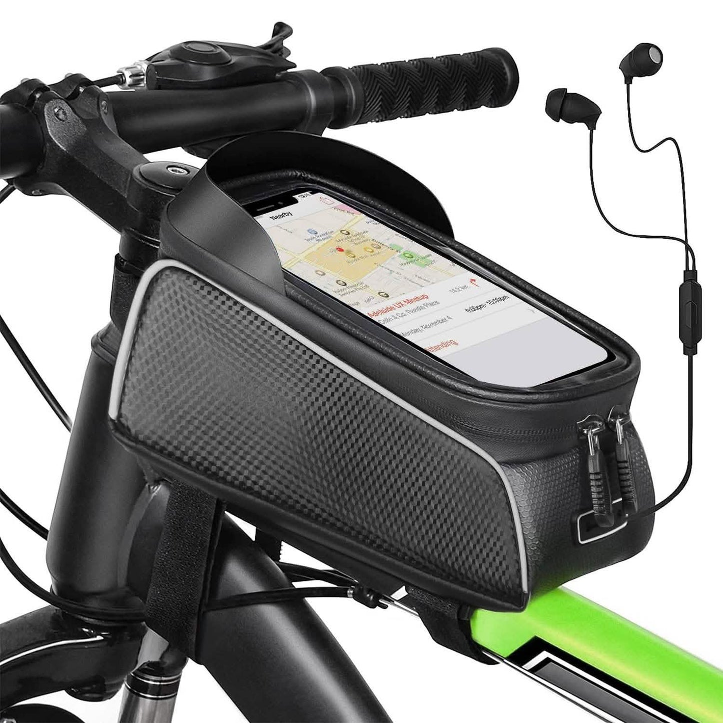 Fahrrad-Handy-Rahmentasche vorne mit Touchscreen-Sonnenblende
