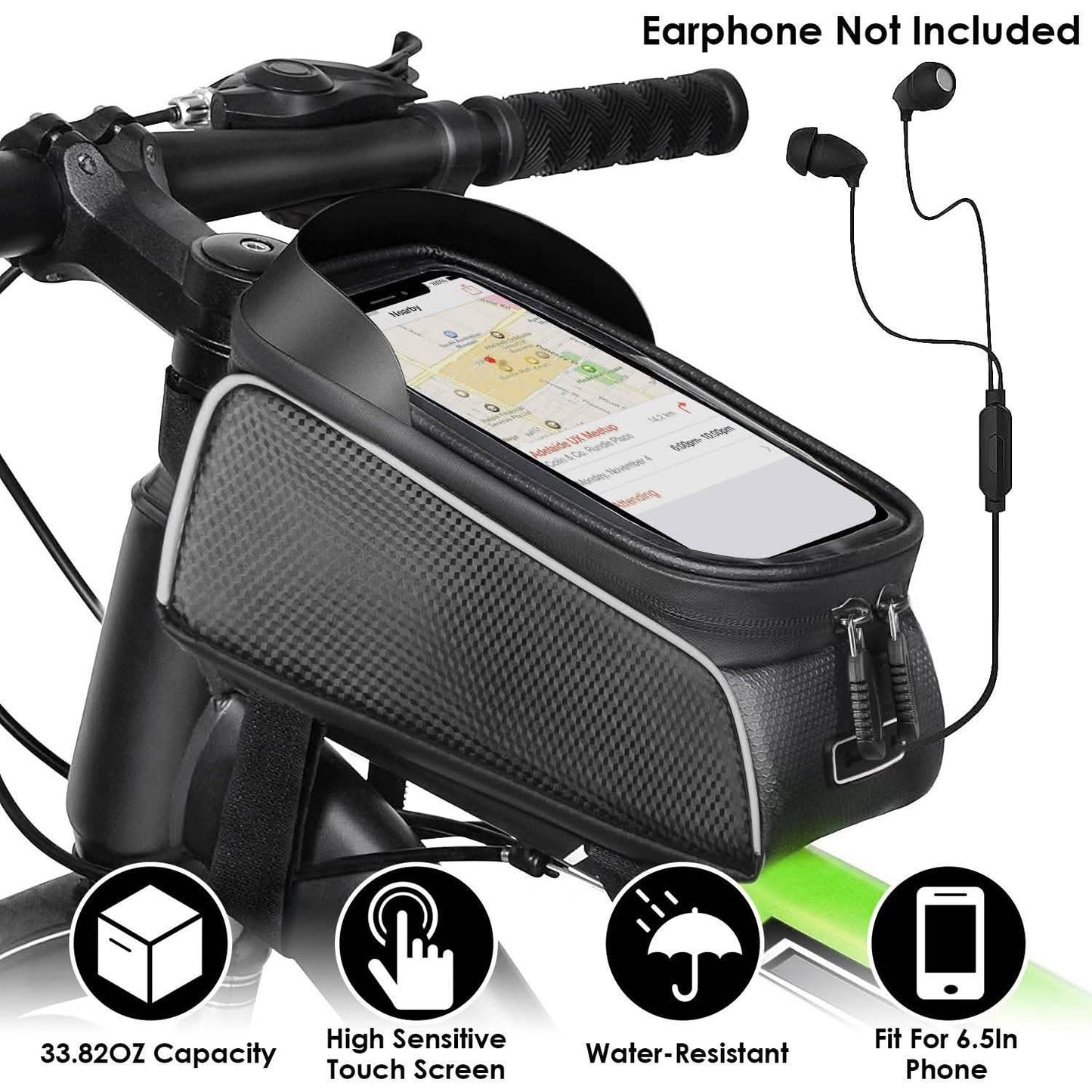 Fahrrad-Handy-Rahmentasche vorne mit Touchscreen-Sonnenblende