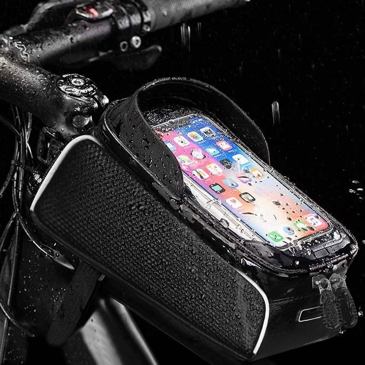 Fahrrad-Handy-Rahmentasche vorne mit Touchscreen-Sonnenblende