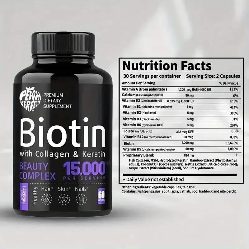 Biotin Kapseln Multivitamin Kollagen Keratin Nahrungsergänzungsmittel für Haar Haut und Nägel