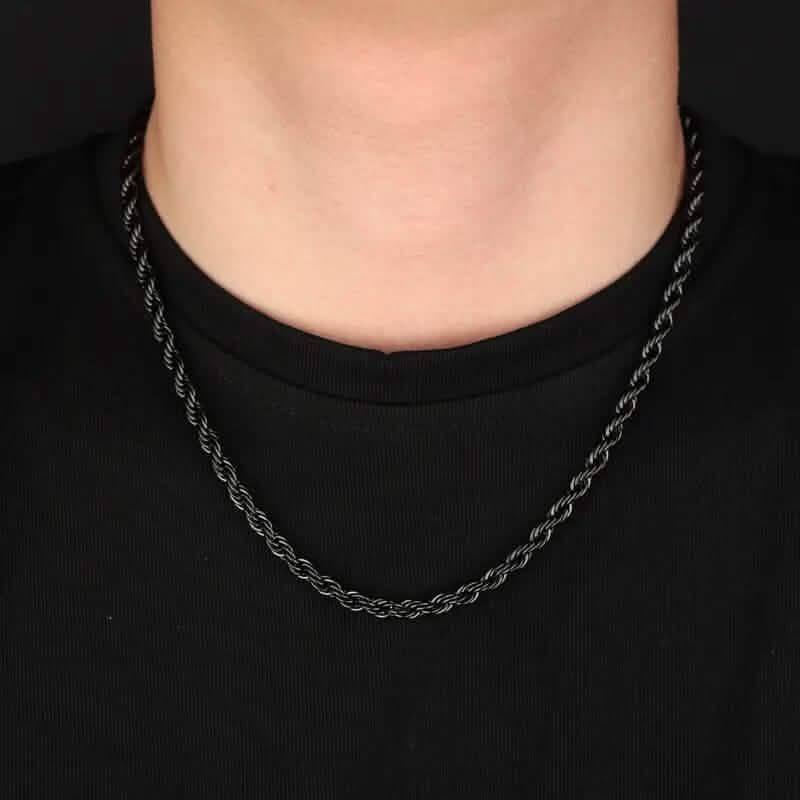 Schwarze Kette im Titan-Stahl-Stil Modehalskette für Herren