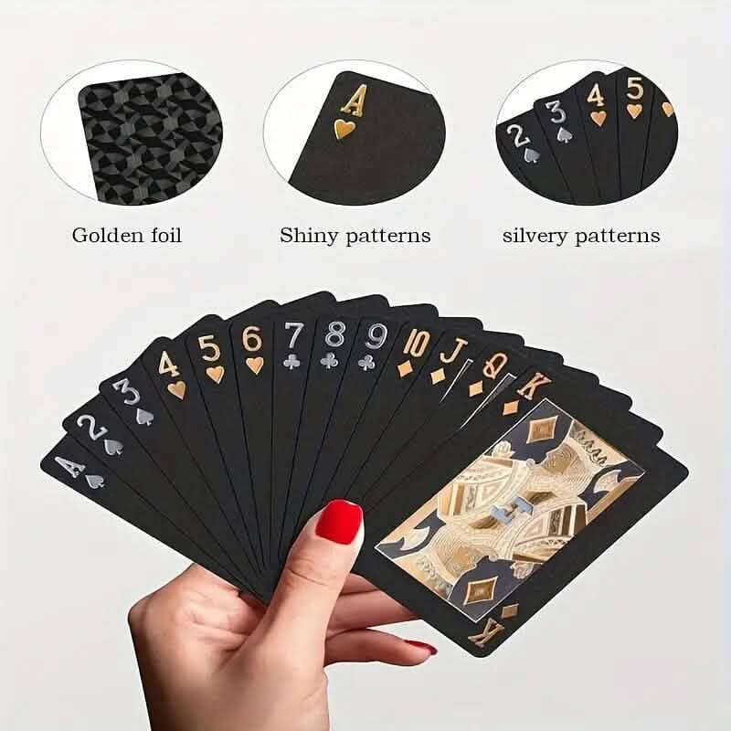 Schwarze goldene Folien-Pokerspielkarten