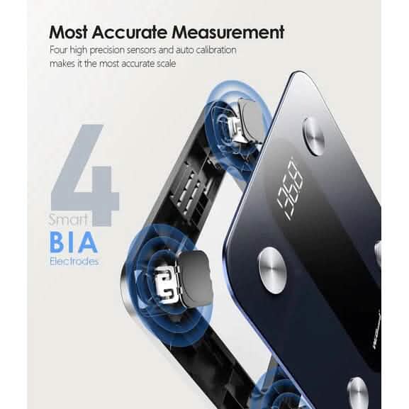 Bluetooth Digitale Personenwaage mit Herzfrequenzmessung Hochpräzise BMI Smart Waage