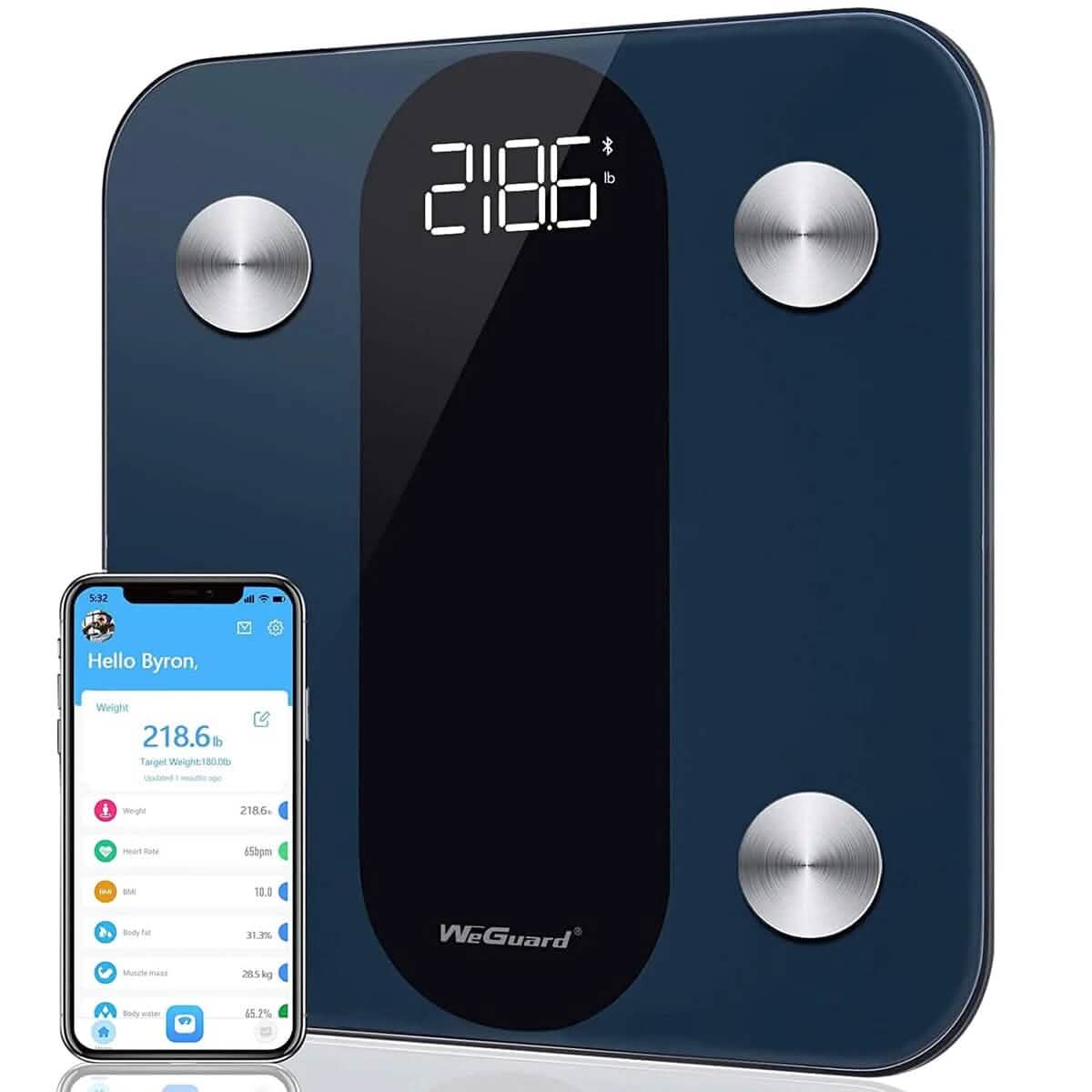 Bluetooth Digitale Personenwaage mit Herzfrequenzmessung Hochpräzise BMI Smart Waage