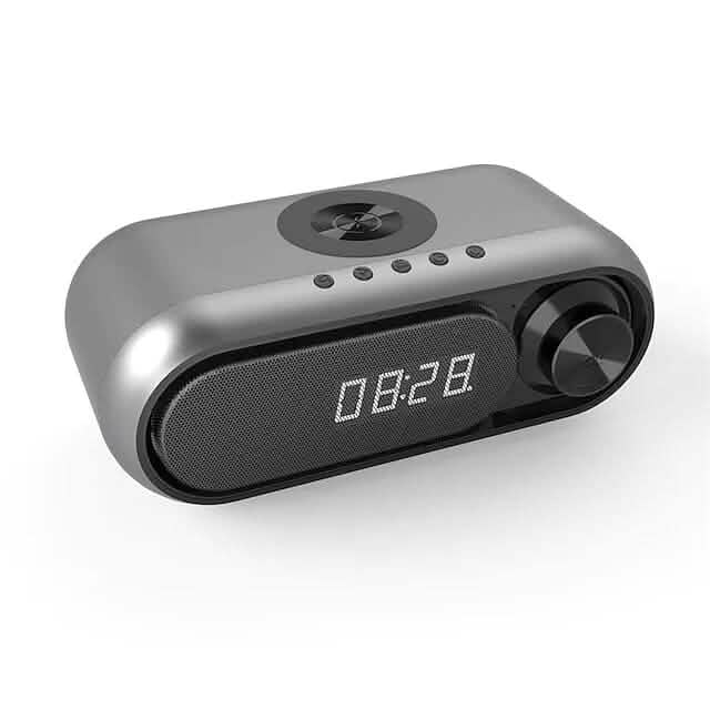 Bluetooth-Lautsprecher mit kabellosem Ladegerät und Wecker