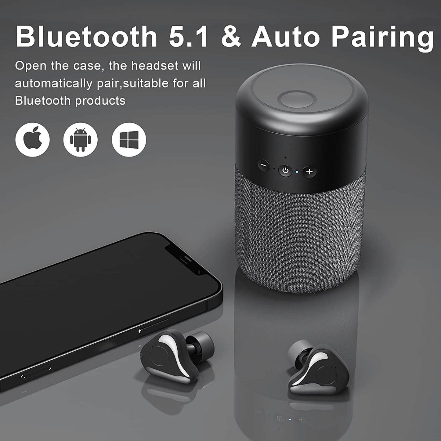 Bluetooth-Lautsprecher und kabellose Ohrhörer im Set